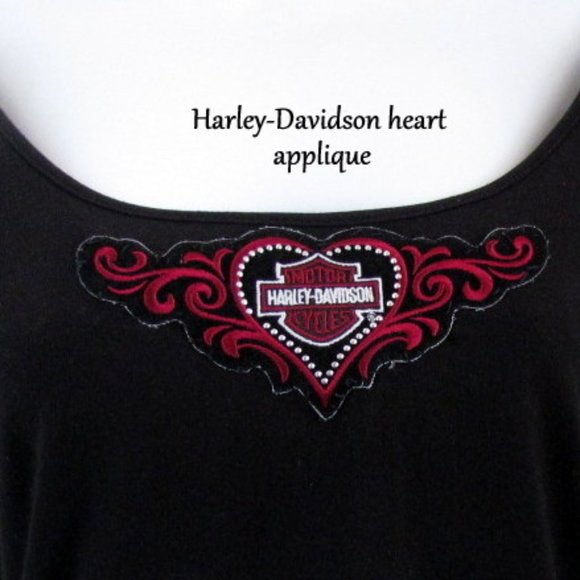 H-D LOGO HARLEY-DAVIDSON HEART TOP, S-M, BLACK 3/4 SLEEVE - Picture 2 of 4